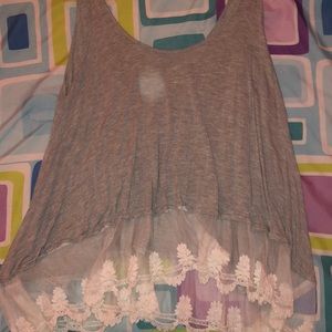Grey tank top with lace bottom